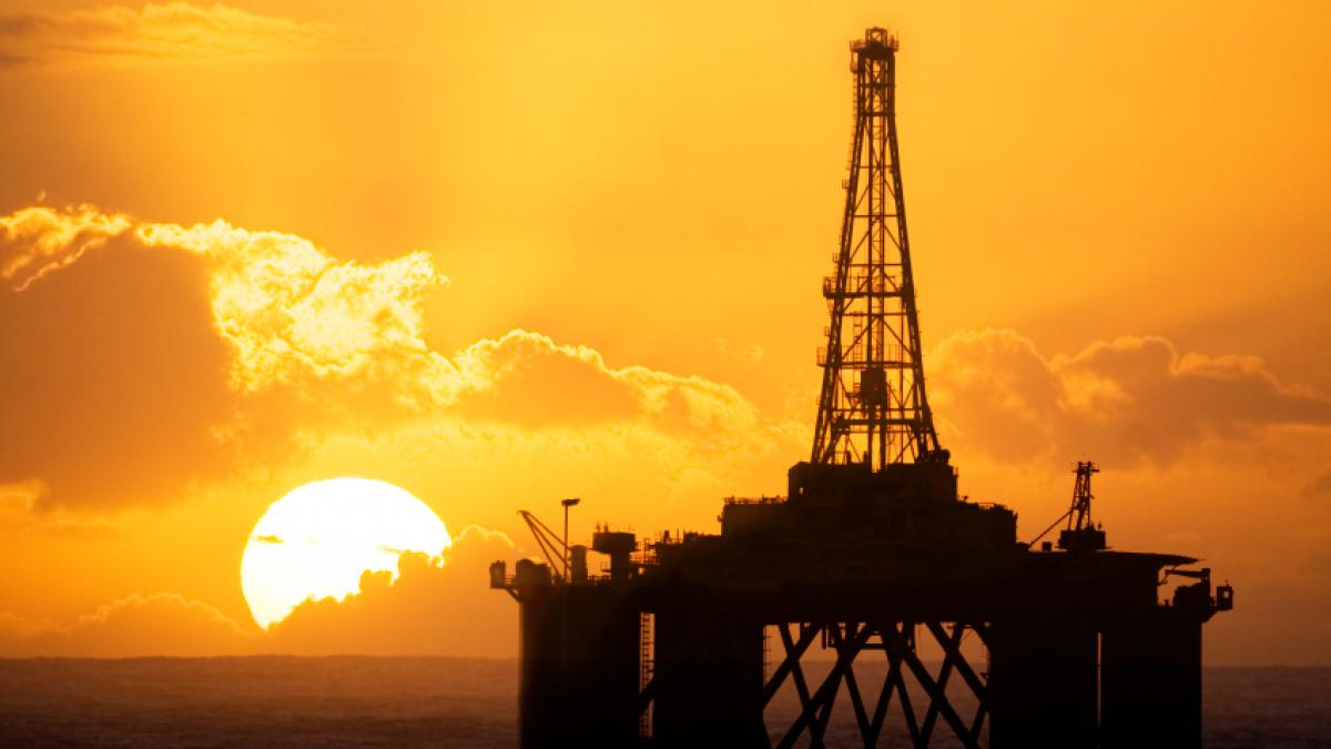 Oil rig and sunset